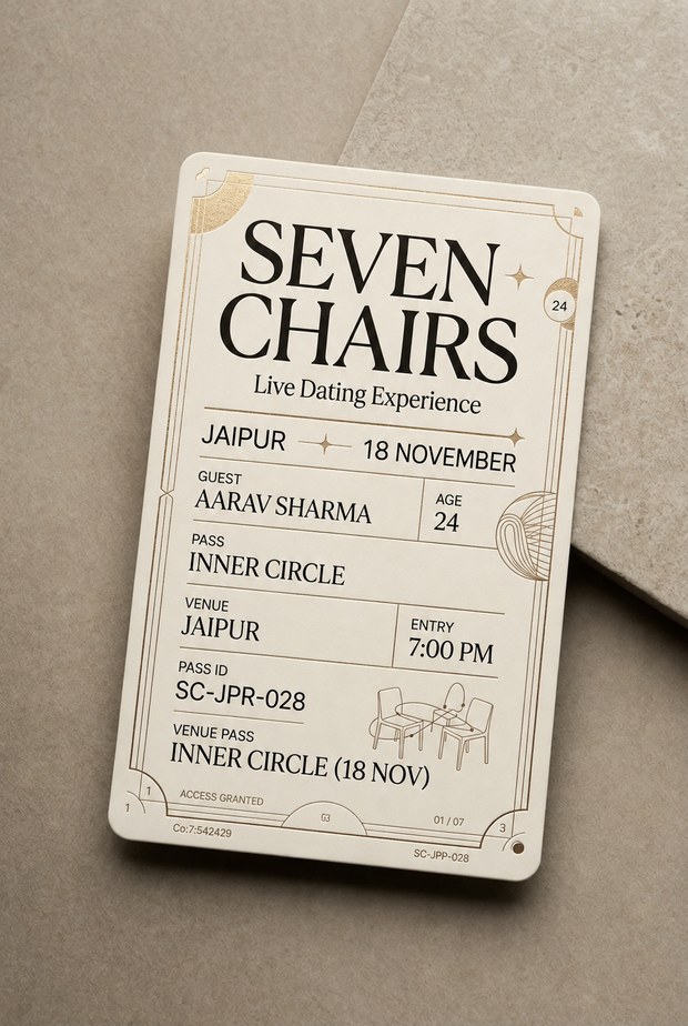 A sample Seven Chairs pass for the Jaipur night